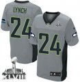 Nike Seattle Seahawks #24 Marshawn Lynch Grey Shadow Super Bowl XLVIII Youth NFL Elite Jersey
