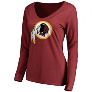 Womens Washington Redskins Pro Line Primary Team Logo Slim Fit Long Sleeve T-Shirt Red