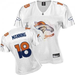 Women NFL Jersey denver broncos #18 Peyton Manning White 2011 Women\'s Fem Fan