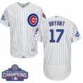 Mens Majestic Chicago Cubs #17 Kris Bryant White 2016 World Series Champions Flexbase Authentic Collection MLB Jersey