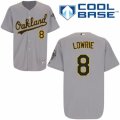 Men's Majestic Oakland Athletics #8 Jed Lowrie Replica Grey Road Cool Base MLB Jersey