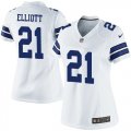 Women Nike Dallas Cowboys #21 Ezekiel Elliott White Stitched NFL Limited Jersey