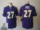 2013 Super Bowl XLVII Youth NEW NFL Baltimore Ravens 27 Ray Rice Purple (Youth Limited)