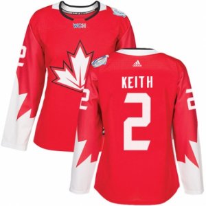 Women\'s Adidas Team Canada #2 Duncan Keith Premier Red Away 2016 World Cup Hockey Jersey