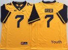West Virginia Mountaineers #7 Will Grier Gold Youth Nike College Football Jersey