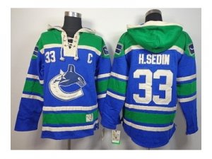 nhl jerseys vancouver canucks #33 h.sedin blue-green[pullover hooded sweatshirt][patch C]