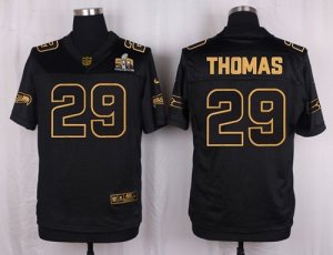 Nike Seattle Seahawks #29 Earl Thomas III Black Pro Line Gold Collection Jersey(Elite)