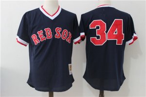 Red Sox #34 David Ortiz Navy Cooperstown Collection Mesh