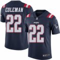 Youth Nike New England Patriots #22 Justin Coleman Limited Navy Blue Rush NFL Jersey