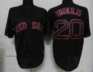 mlb boston red sox #20 youkilis black fashion