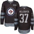 Mens Adidas Winnipeg Jets #37 Connor Hellebuyck Authentic Black 1917-2017 100th Anniversary NHL Jersey