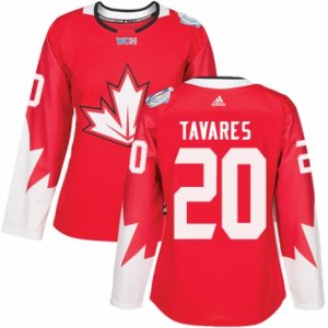 Women\'s Adidas Team Canada #20 John Tavares Premier Red Away 2016 World Cup Hockey Jersey