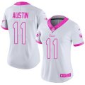 Womens Nike Los Angeles Rams #11 Tavon Austin White Pink Stitched NFL Limited Rush Fashion Jersey