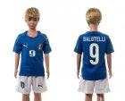 Italy #9 Balotelli Blue Home Kid Soccer Country Jersey
