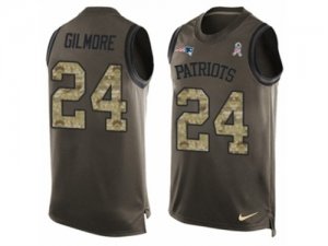 Mens Nike New England Patriots #24 Stephon Gilmore Limited Green Salute to Service Tank Top NFL Jersey