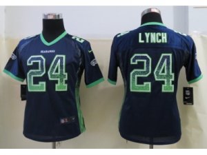 Nike Women Seattle Seahawks #24 Lynch Blue Jerseys(Drift Fashion)