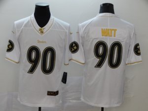 Nike Steelers #90 T.J. Watt White Gold Vapor Untouchable Limited Jersey