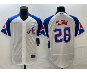 Men\'s Atlanta Braves #28 Matt Olson White 2023 City Connect Flex Base Stitched Jersey