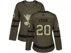 Women Adidas St. Louis Blues #20 Alexander Steen Green Salute to Service Stitched NHL Jersey