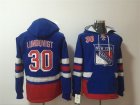 Rangers #30 Henrik Lundqvist Blue All Stitched Hooded Sweatshirt