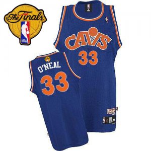 Men\'s Mitchell and Ness Cleveland Cavaliers #33 Shaquille O\'Neal Swingman Blue CAVS Throwback 2016 The Finals Patch NBA Jersey