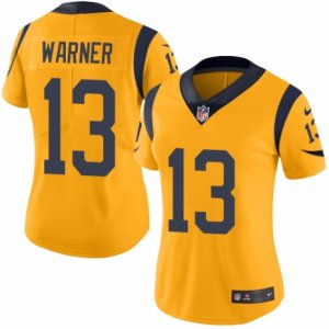 Women\'s Nike Los Angeles Rams #13 Kurt Warner Limited Gold Rush NFL Jersey