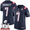 Mens Nike New England Patriots #7 Jacoby Brissett Limited Navy Blue Rush Super Bowl LI 51 NFL Jersey