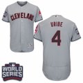 Mens Majestic Cleveland Indians #4 Juan Uribe Grey 2016 World Series Bound Flexbase Authentic Collection MLB Jersey