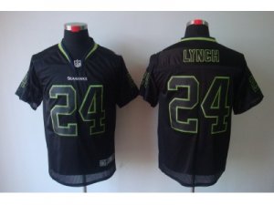 Nike NFL Seattle Seahawks #24 Marshawn Lynch Lights Out Black Elite Jerseys