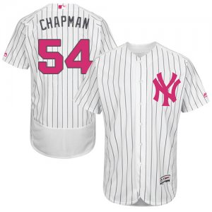 Men\'s Majestic New York Yankees #54 Aroldis Chapman Authentic White 2016 Mother\'s Day Fashion Flex Base MLB Jersey