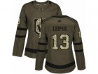 Women Adidas Vegas Golden Knights #13 Brendan Leipsic Authentic Green Salute to Service NHL Jersey