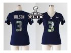 2015 Super Bowl XLIX Nike women jerseys seattle seahawks #3 wilson blue(Draft Him II Top)