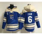 mlb jerseys kansas city royals #6 cain blue[pullover hooded sweatshirt]