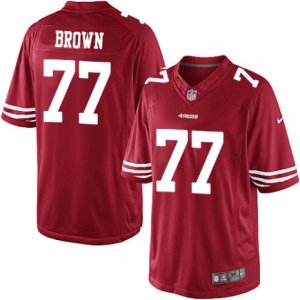 Mens Nike San Francisco 49ers #77 Trent Brown Limited Red Team Color NFL Jersey