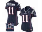 Womens Nike New England Patriots #11 Julian Edelman Navy Blue Team Color Super Bowl LI Champions NFL Jersey
