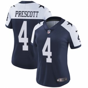 Womens Nike Dallas Cowboys #4 Dak Prescott Vapor Untouchable Limited Navy Blue Throwback Alternate NFL Jersey