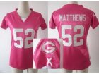 Nike Women Green Bay Packers #52 Clay Matthews Pink Womens Draft Him II Top Jerseys