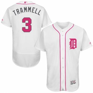 Men\'s Majestic Detroit Tigers #3 Alan Trammell Authentic White 2016 Mother\'s Day Fashion Flex Base MLB Jersey