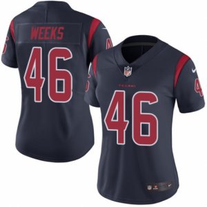 Women\'s Nike Houston Texans #46 Jon Weeks Limited Navy Blue Rush NFL Jersey