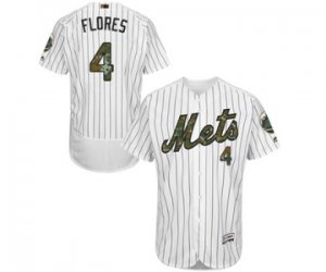 Men\'s Majestic New York Mets #4 Wilmer Flores Authentic White 2016 Memorial Day Fashion Flex Base MLB Jersey