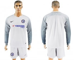 2017-18 Chelsea White Goalkeeper Long Sleeve Soccer Jersey