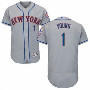 Men\'s Majestic New York Mets #1 Chris Young Grey Flexbase Authentic Collection MLB Jersey