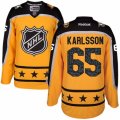 Mens Reebok Ottawa Senators #65 Erik Karlsson Authentic Yellow Atlantic Division 2017 All-Star NHL Jersey