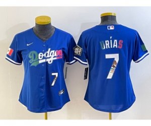 Women\'s Los Angeles Dodgers #7 Julio Urias Blue 2020 World Series Cool Base Nike Jersey6
