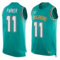 Mens Nike Miami Dolphins #11 DeVante Parker Limited Aqua Green Player Name & Number Tank Top NFL Jersey