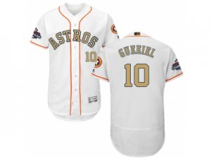 Men Houston Astros #10 Yuli Gurriel White FlexBase Authentic 2018 Gold Program Stitched Baseball Jersey