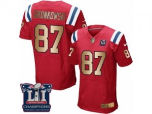 Mens Nike New England Patriots #87 Rob Gronkowski Elite Red Gold Alternate Super Bowl LI Champions NFL Jersey
