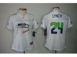 Nike Women Seattle Seahawks #24 Marshawn Lynch White Jerseys(2012 Fem Fan Elite)