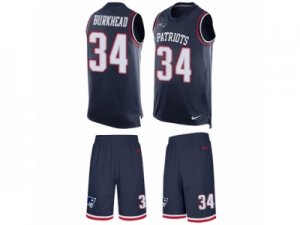 Mens Nike New England Patriots #34 Rex Burkhead Limited Navy Blue Tank Top Suit NFL Jersey