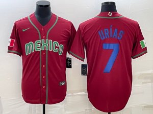 Mexico-7-Julio-Urias-Red-Nike-2023-World-Baseball-Classic-Jersey